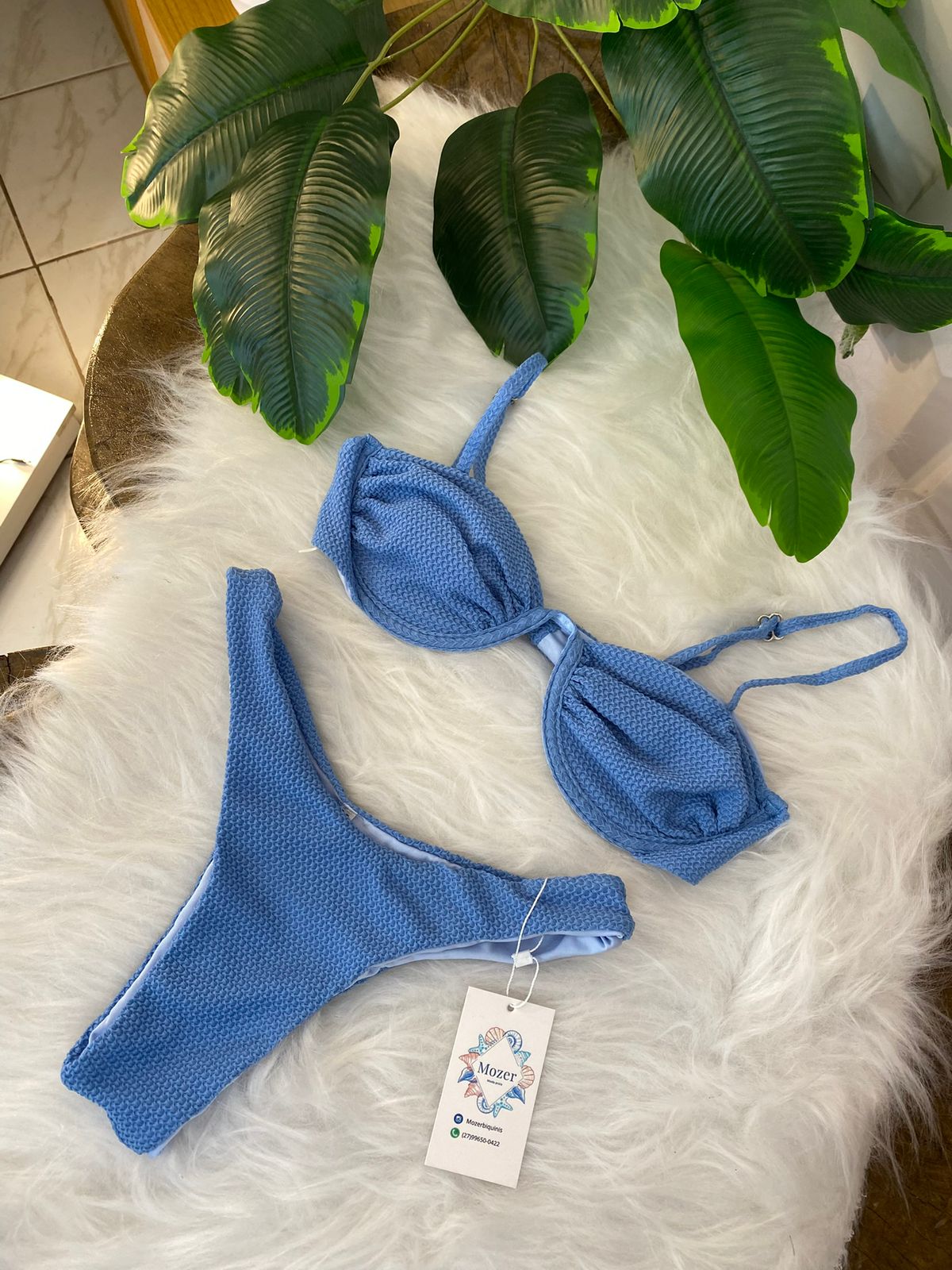 Conjunto aro V com asa delta azul bebê
