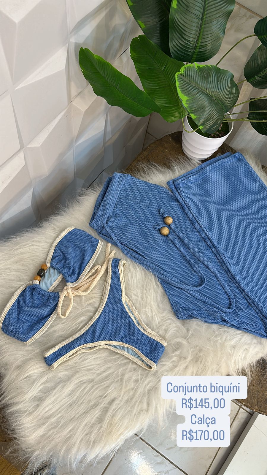 Conjunto amarração azul com off