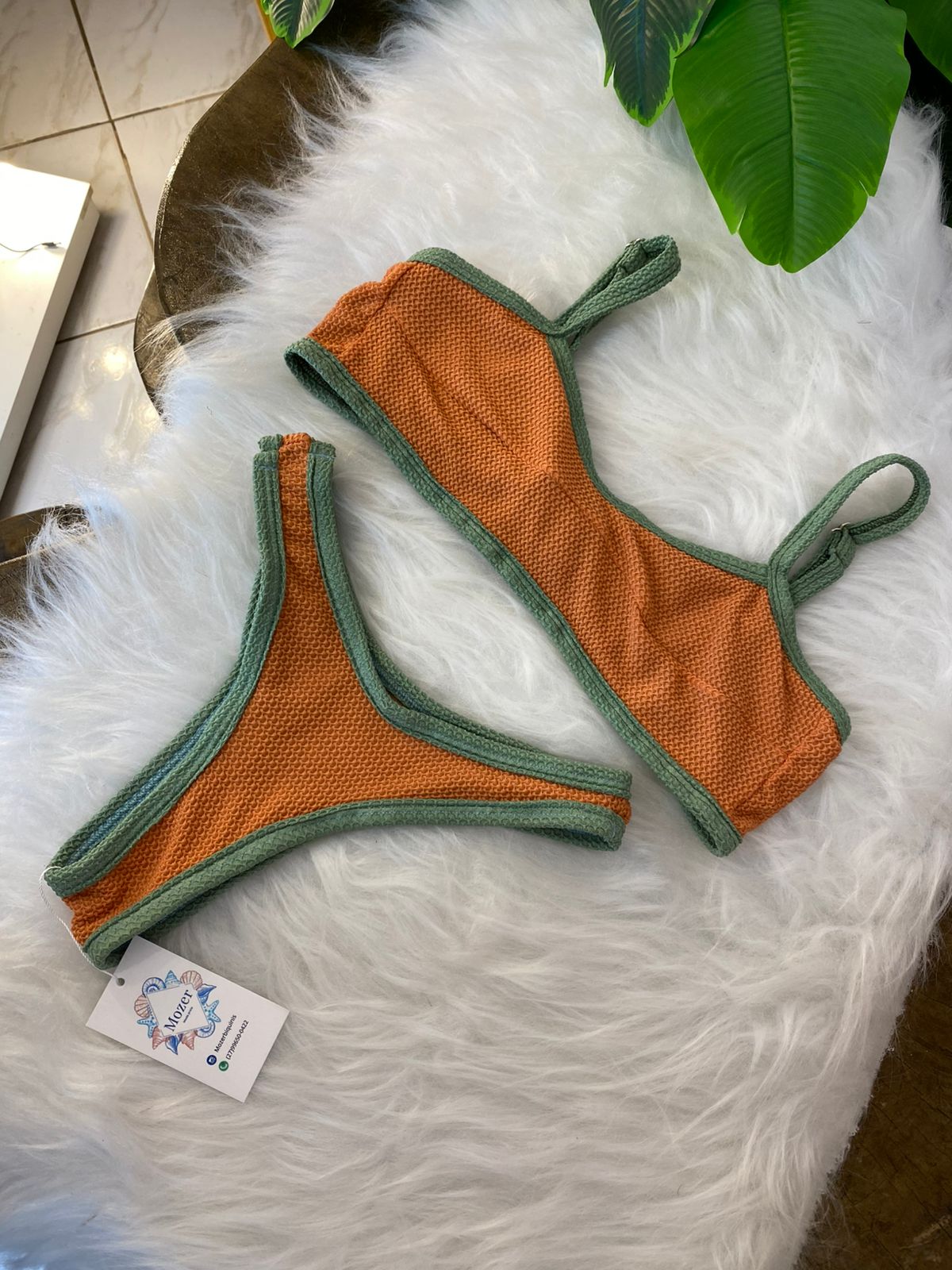 Top amarração laranja com verde