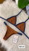 Top fixo caramelo com azul