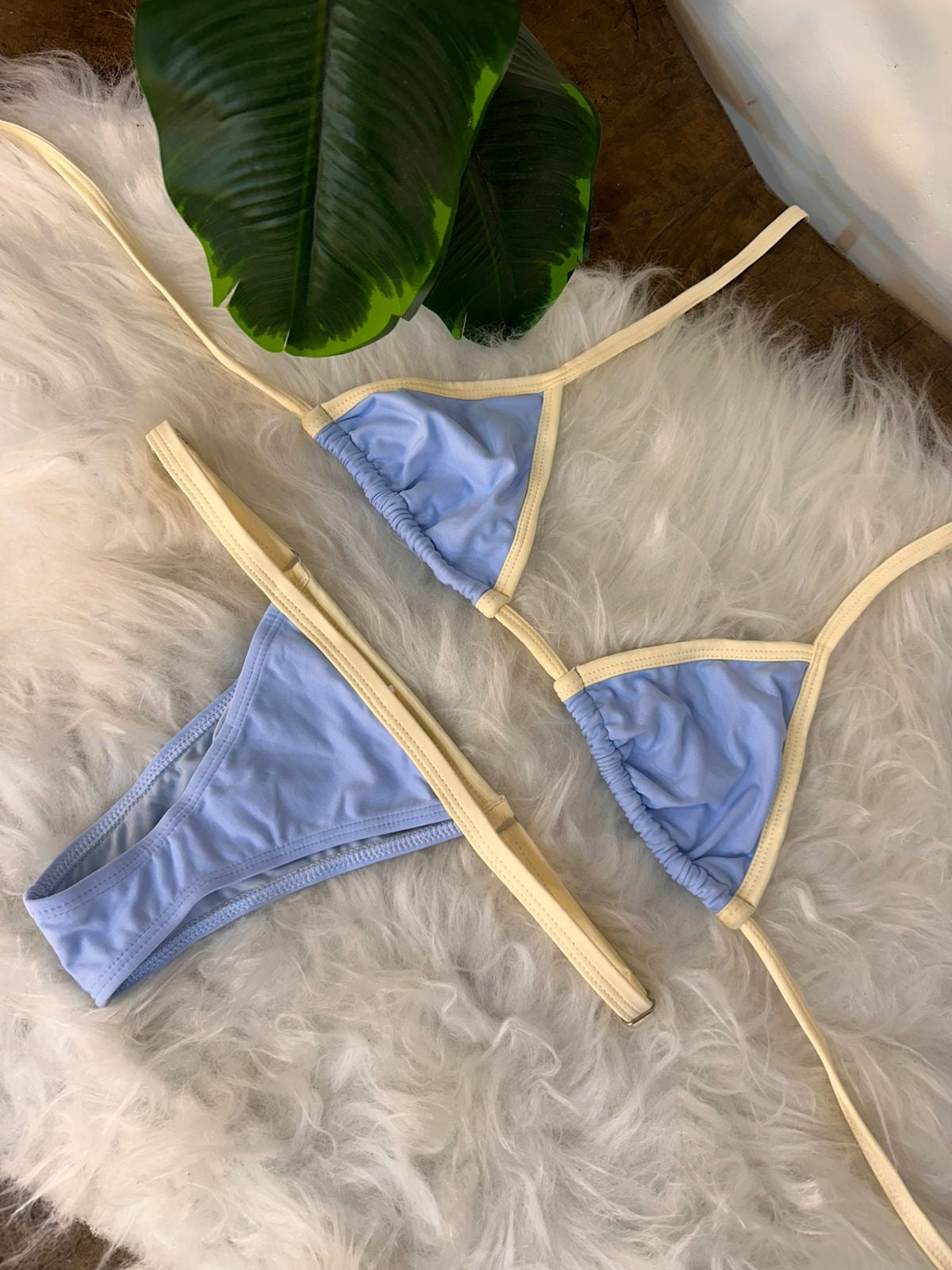 Conjunto Cortininha Azul bebê com Off